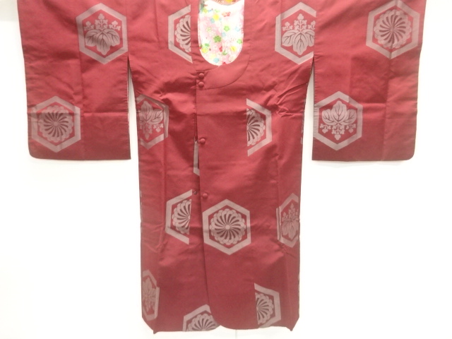 JAPANESE ANTIQUE MICHIYUKI COAT / TAISHO ROMAN STYLE / WOVEN KIKU & PAULOWNIA